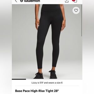 Lululemon Base Pace Leggings in black